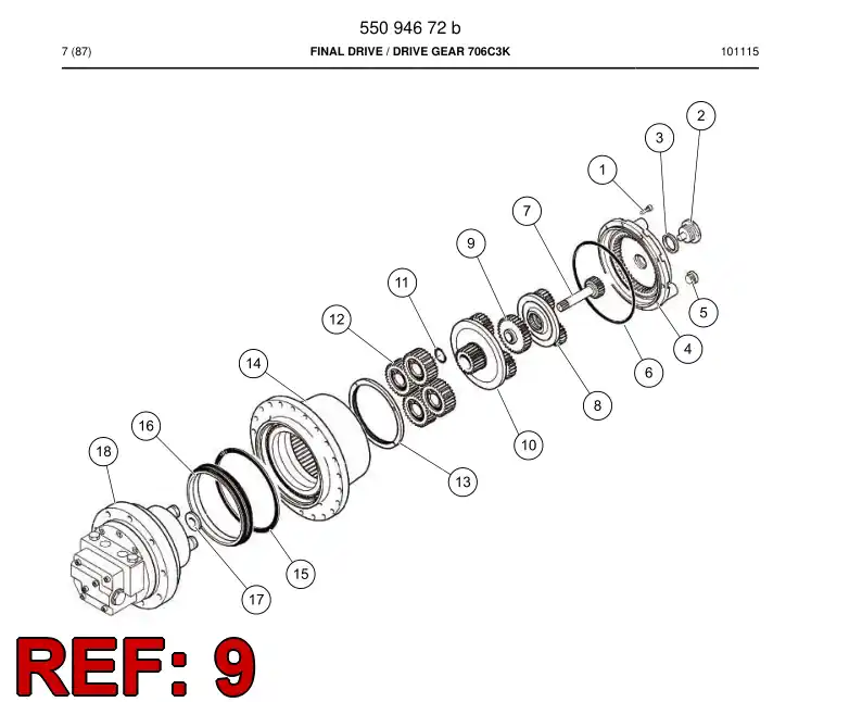 55190087 551 900 87 Gear, Sun - Sandvik Technical Drawing