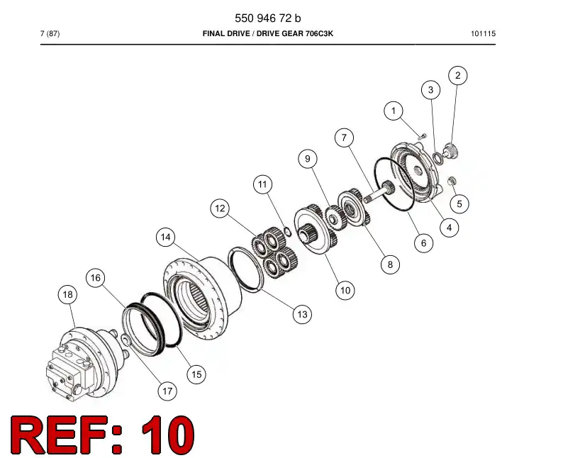 55190089 551 900 89 Gear, Reduction - Sandvik Technical Drawing