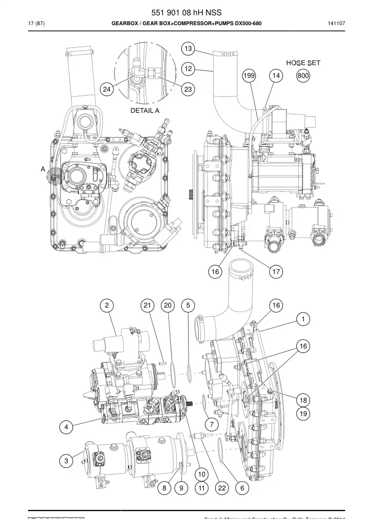 55190108h 551 901 08h Gearbox - Sandvik Technical Drawing