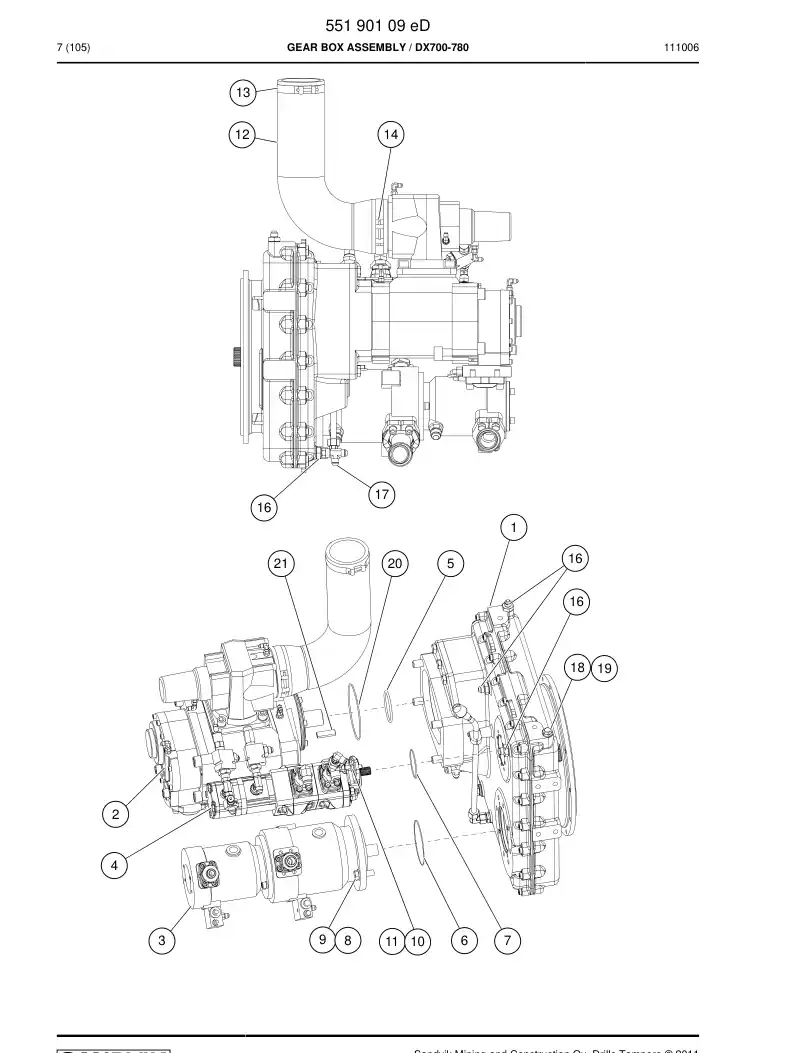 55190109f 551 901 09f Gearbox Assembly - Sandvik Technical Drawing
