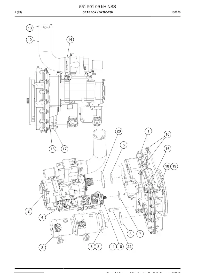 55190109h 551 901 09h Gearbox - Sandvik Technical Drawing