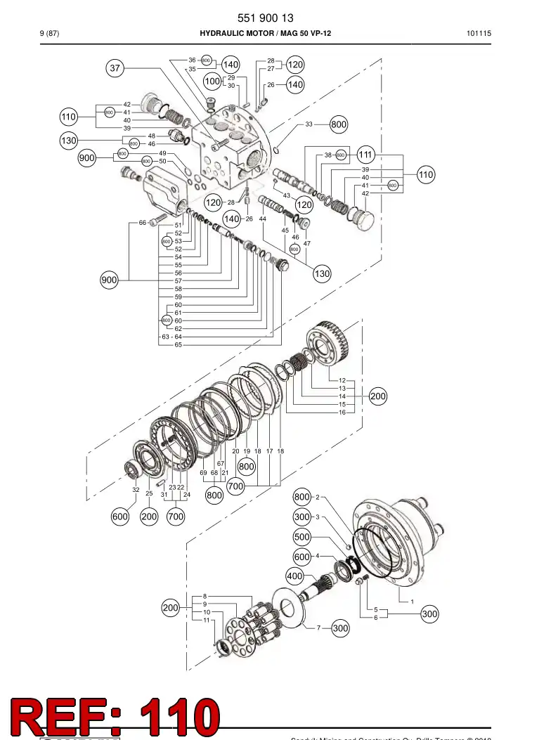 55190214 551 902 14 Valve assembly - Sandvik Technical Drawing