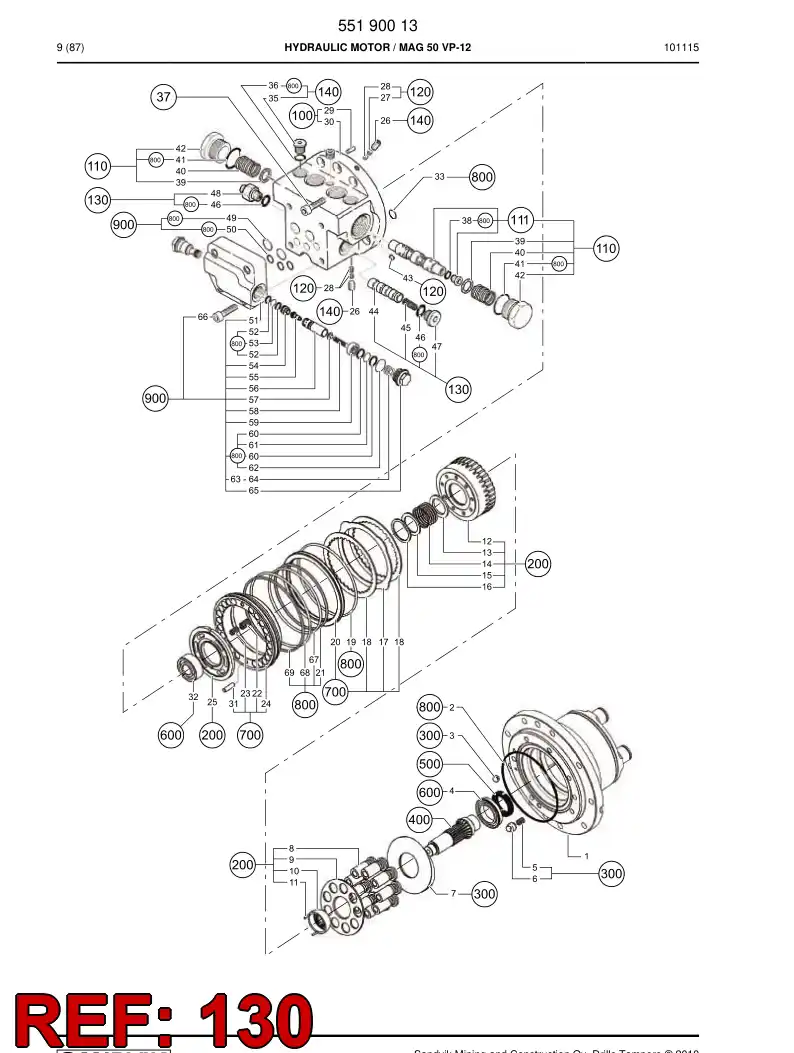 55190218 551 902 18 Spool assembly - Sandvik Technical Drawing