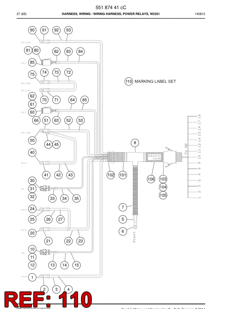 55190224 551 902 24 Marking label set - Sandvik Technical Drawing