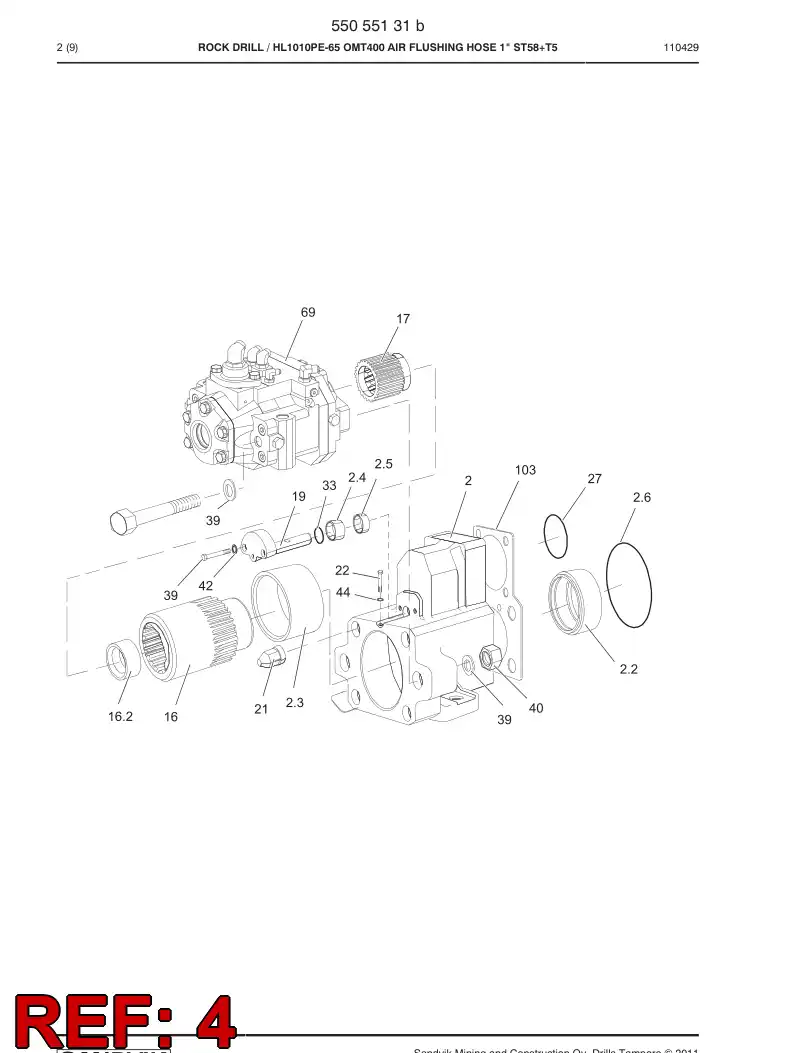 55190367 551 903 67 REAR COVER - Sandvik Technical Drawing
