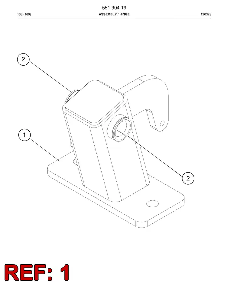55190418 551 904 18 HINGE - Sandvik Technical Drawing