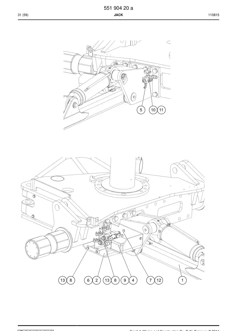 55190420a 551 904 20a Jack - Sandvik Technical Drawing