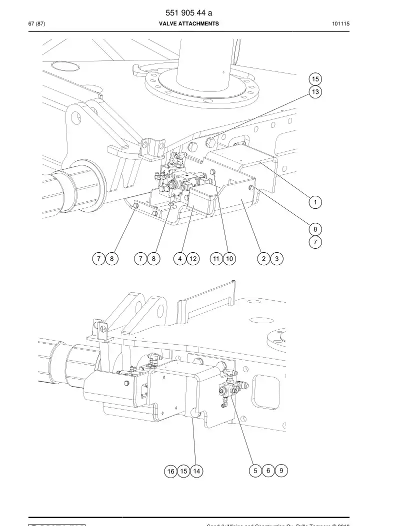 55190544b 551 905 44b Valve attachments - Sandvik Technical Drawing