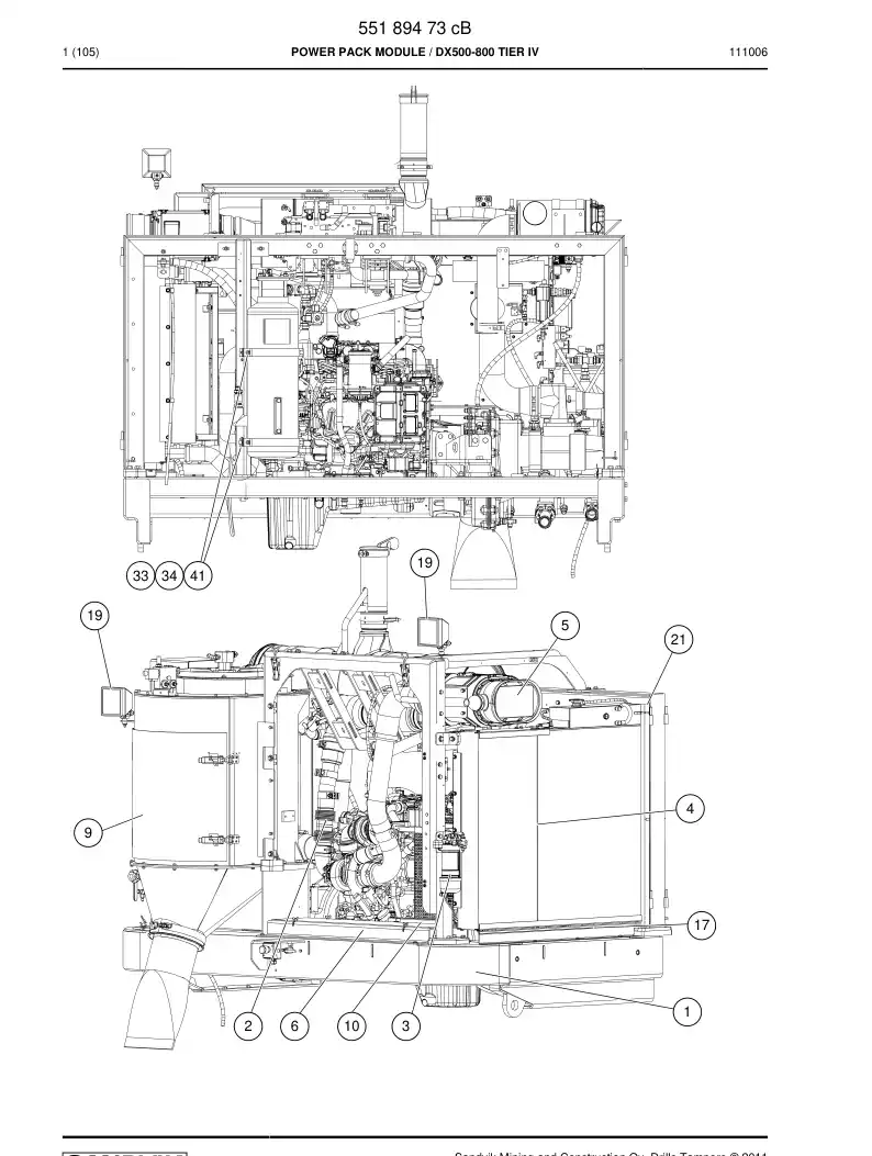 55190583a 551 905 83a AIR RECEIVER ASSEMBLY - Sandvik Technical Drawing