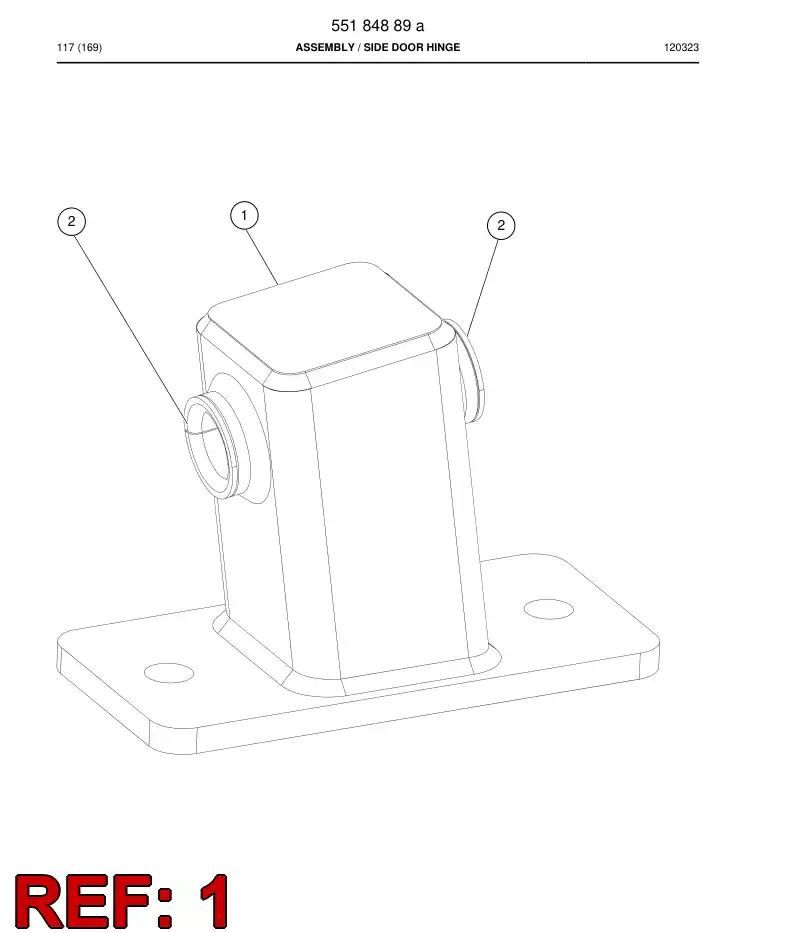 55190689a 551 906 89a HINGE - Sandvik Technical Drawing