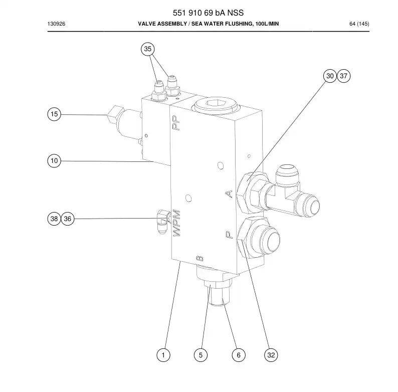 55191069b 551 910 69b ASSEMBLY DA VLVULA - Sandvik Technical Drawing