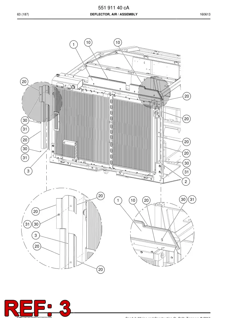 55191137b 551 911 37b Deflector, Air - Sandvik Technical Drawing