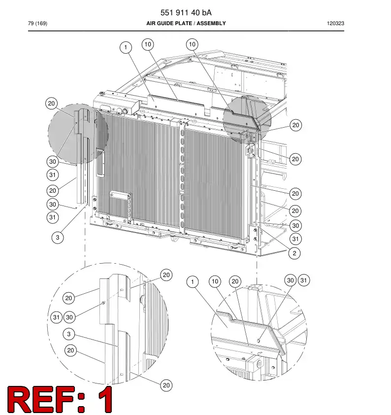 55191139 551 911 39 Air guide plate - Sandvik Technical Drawing