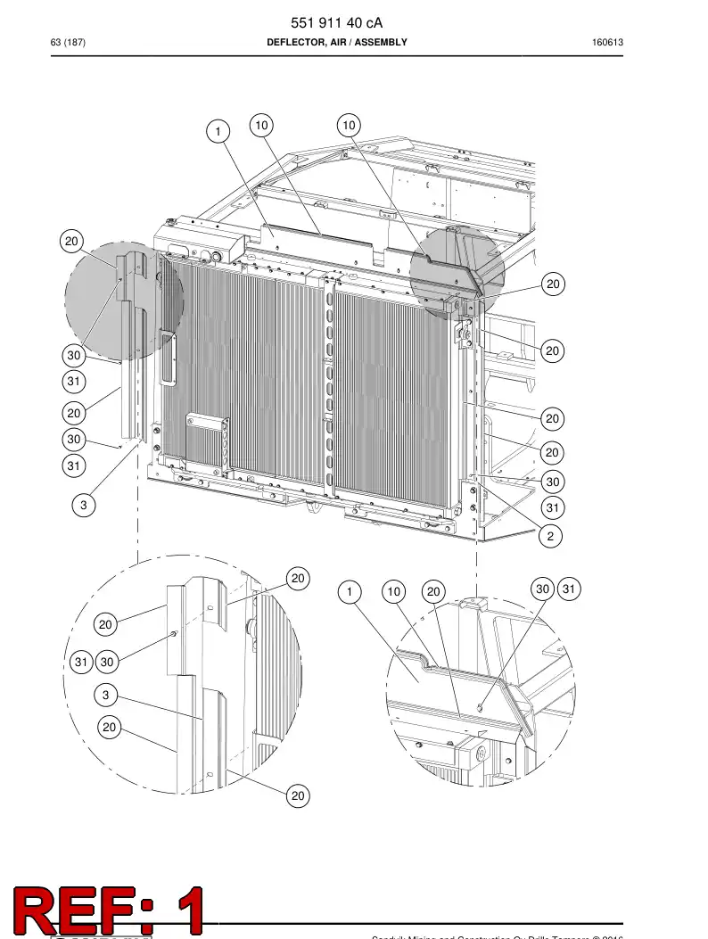 55191139c 551 911 39c Deflector, Air - Sandvik Technical Drawing