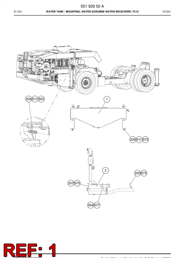 55191158b 551 911 58b Water tank - Sandvik Technical Drawing