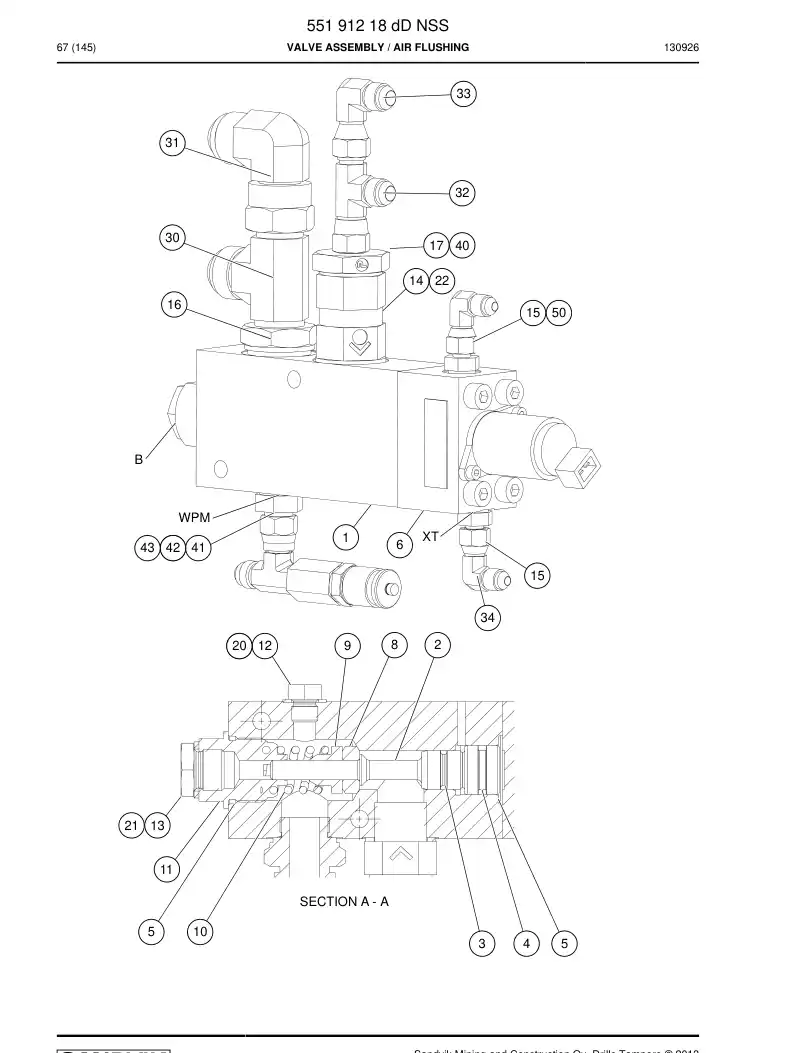 55191218d 551 912 18d ASSEMBLY DA VLVULA - Sandvik Technical Drawing