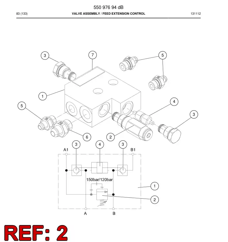 55191224 551 912 24 Valve, Pressure Relief - Sandvik Technical Drawing
