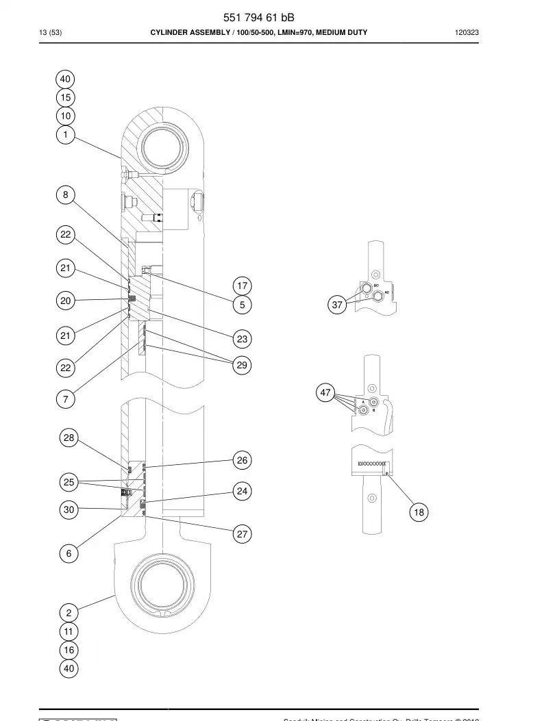 55191257 551 912 57 SEAL KIT - Sandvik Technical Drawing