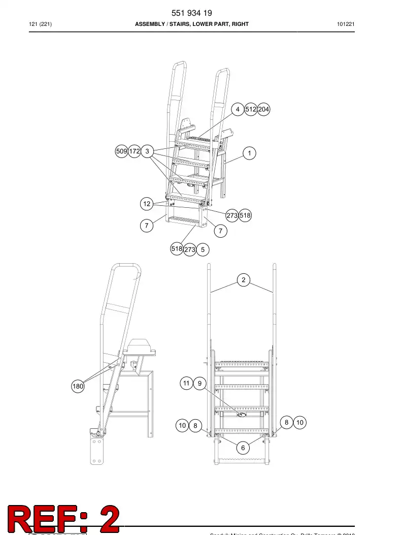 55191415 551 914 15 Railing - Sandvik Technical Drawing