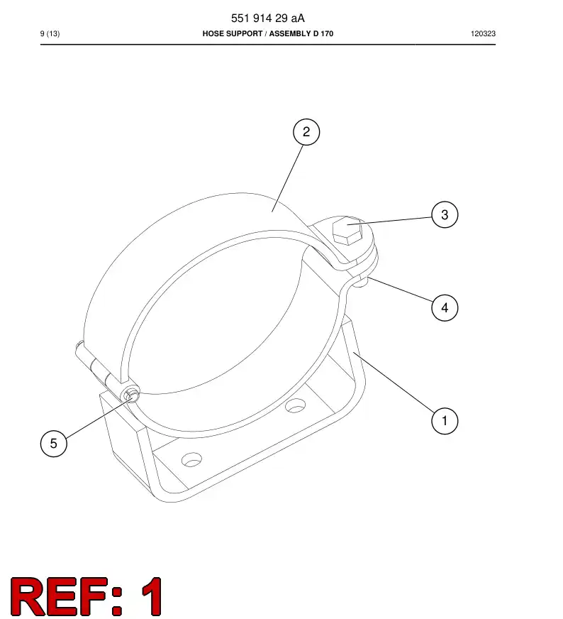 55191435 551 914 35 Support, Hose - Sandvik Technical Drawing
