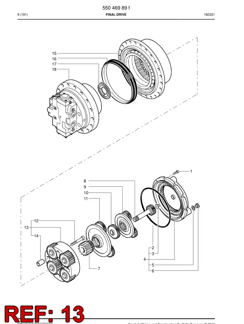 55191484a 551 914 84a Gear, Reduction - Sandvik Technical Drawing