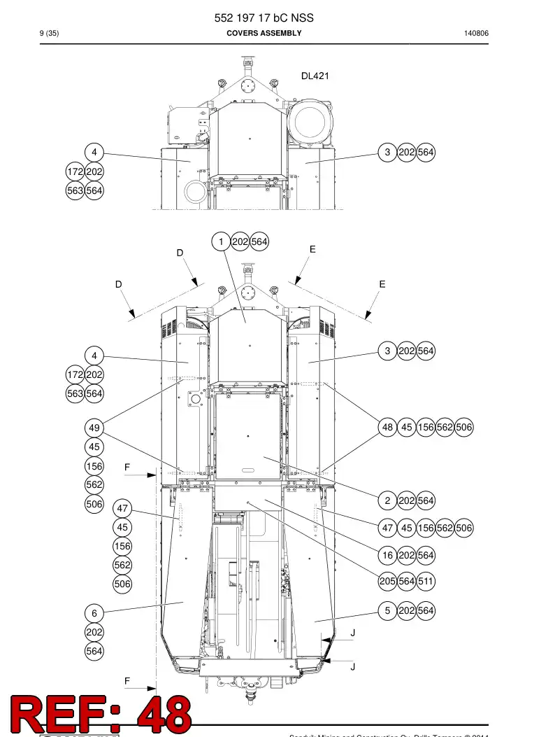 55191586 551 915 86 SPRING, GAS - Sandvik Technical Drawing