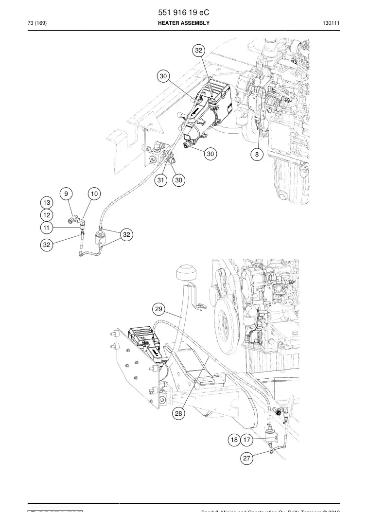 55191619e 551 916 19e Heater Assembly - Sandvik Technical Drawing