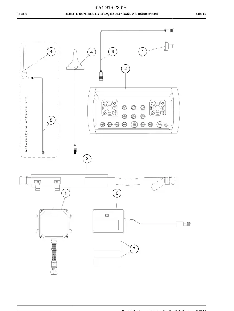 55191623b 551 916 23b Remote Control System, Radio - Sandvik Technical Drawing