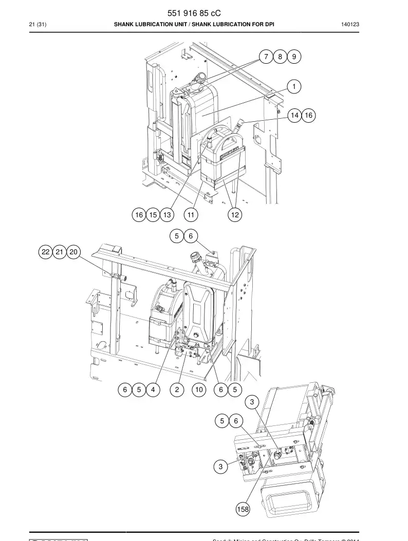 55191685c 551 916 85c Shank Lubrication Unit - Sandvik Technical Drawing