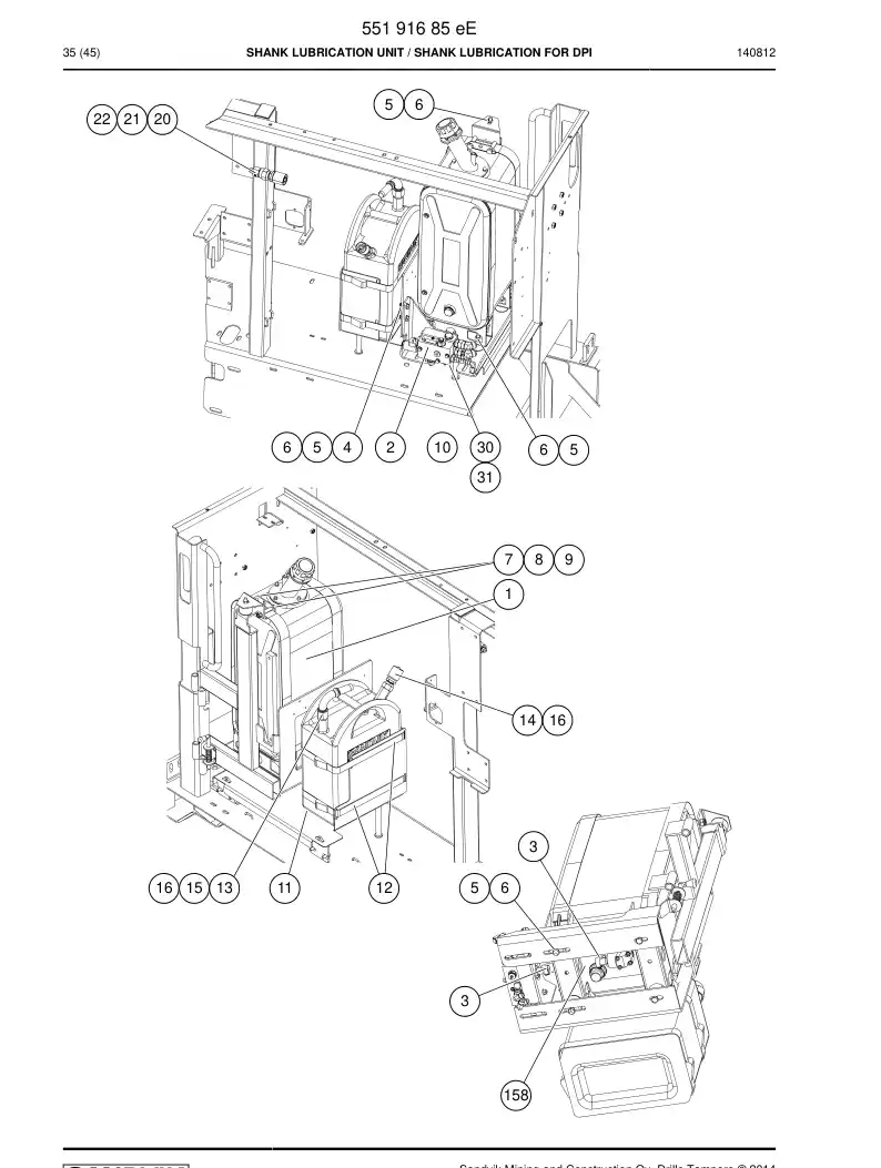 55191685e 551 916 85e Shank Lubrication Unit - Sandvik Technical Drawing