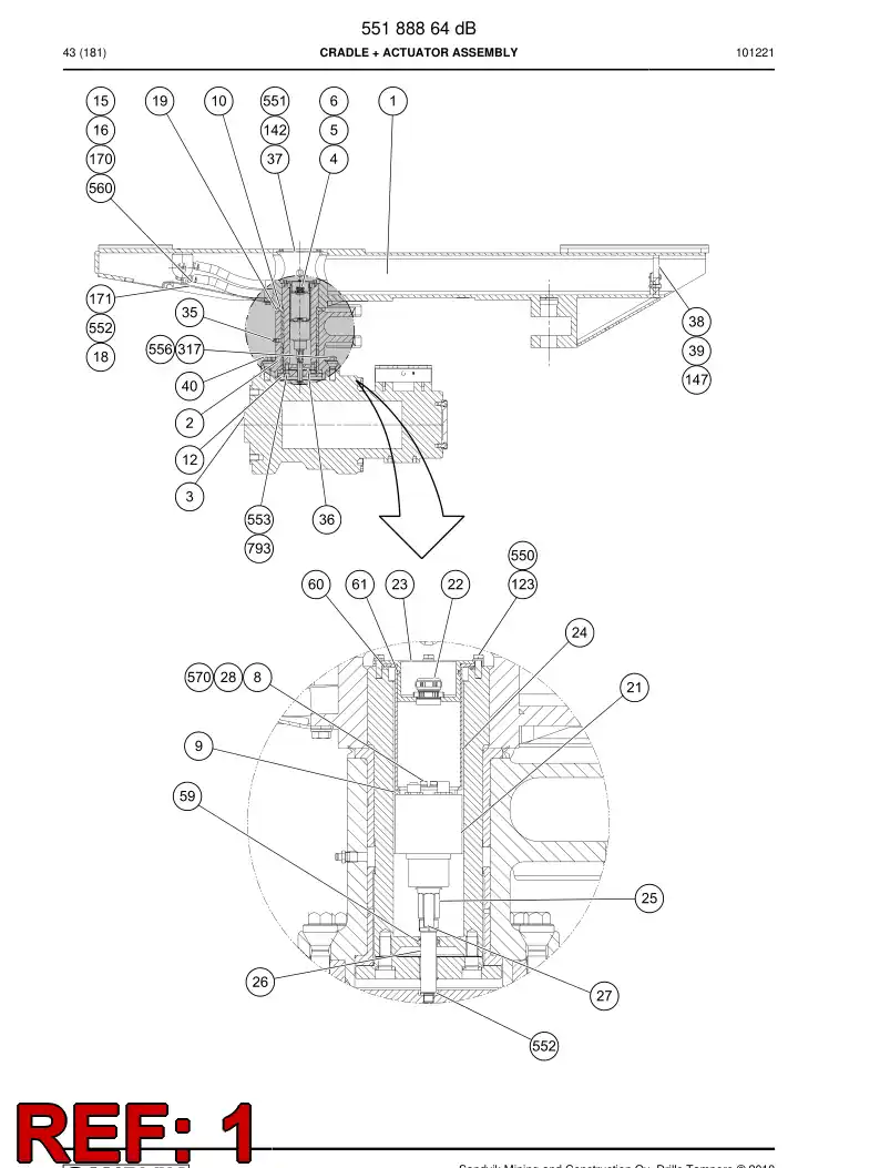 55191694 551 916 94 Cradle assembly - Sandvik Technical Drawing