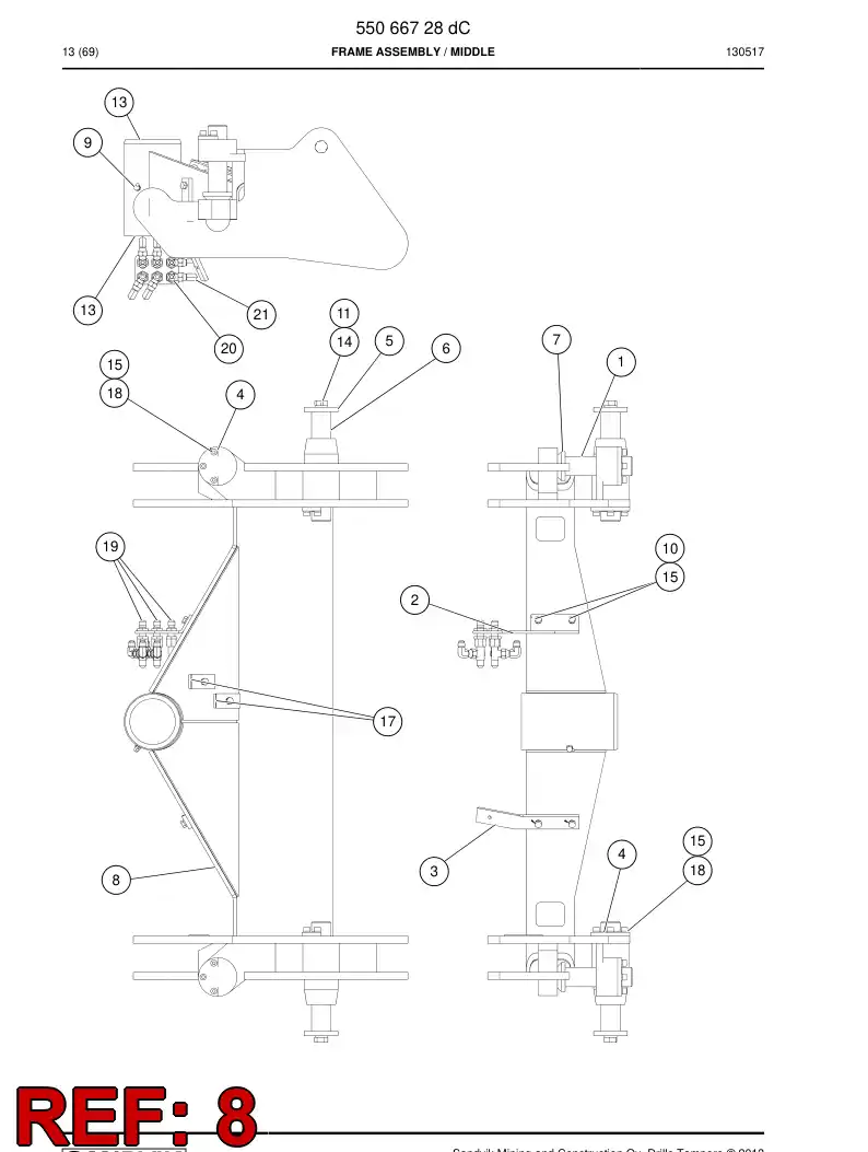 55191708 551 917 08 Frame - Sandvik Technical Drawing