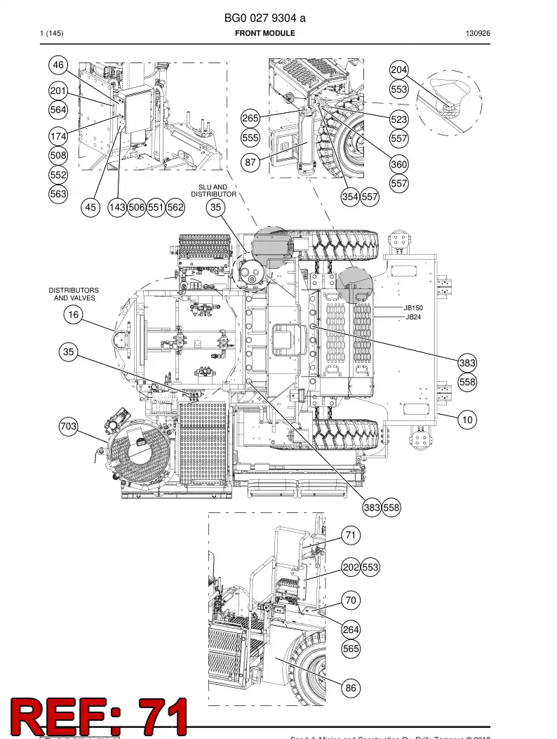 55191870 551 918 70 Railing - Sandvik Technical Drawing