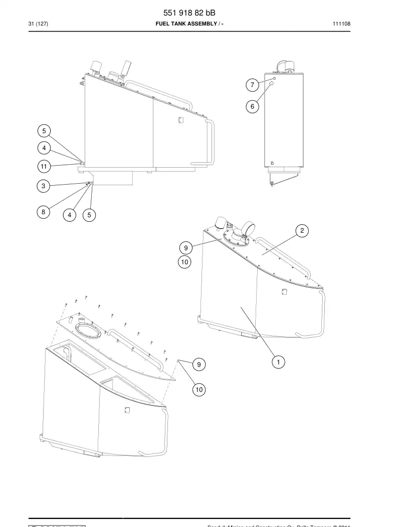 55191882d 551 918 82d Tank Assembly, Fuel - Sandvik Technical Drawing