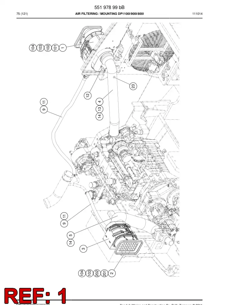 55192021 551 920 21 Air filter - Sandvik Technical Drawing