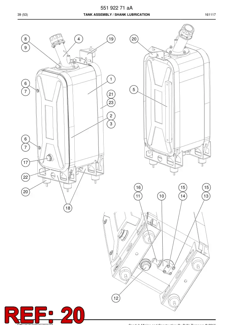 55192283 551 922 83 Damper, Thread Mount - Sandvik Technical Drawing