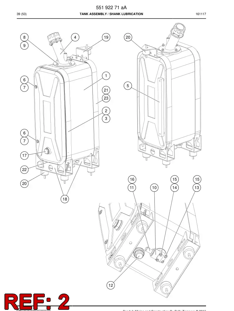 55192285 551 922 85 Fixing clip - Sandvik Technical Drawing