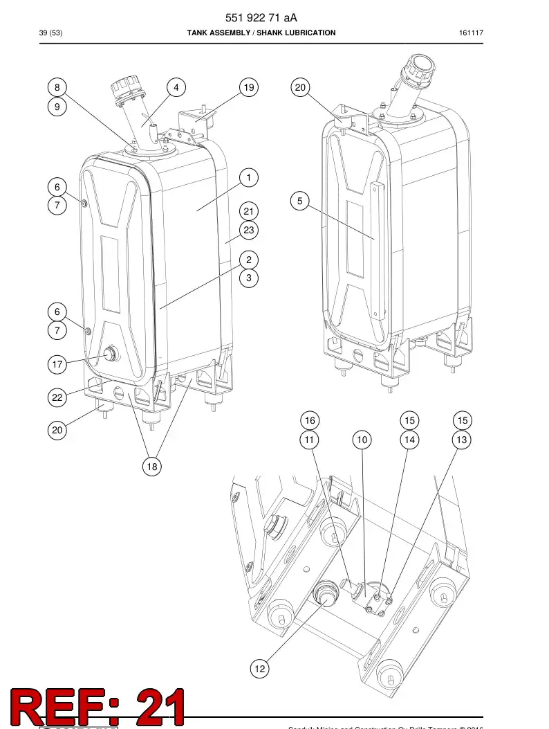 55192287 551 922 87 Fixing clip - Sandvik Technical Drawing