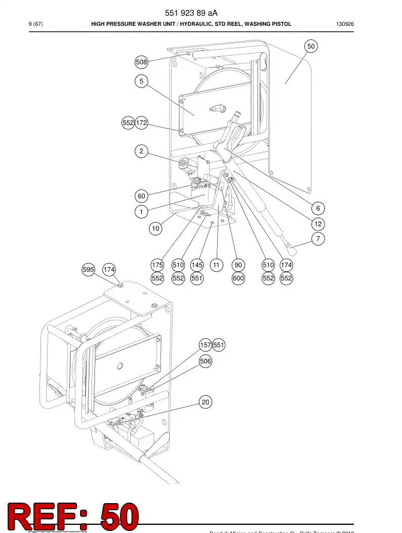 55192346 551 923 46 PLATE DE RUBBER - Sandvik Technical Drawing
