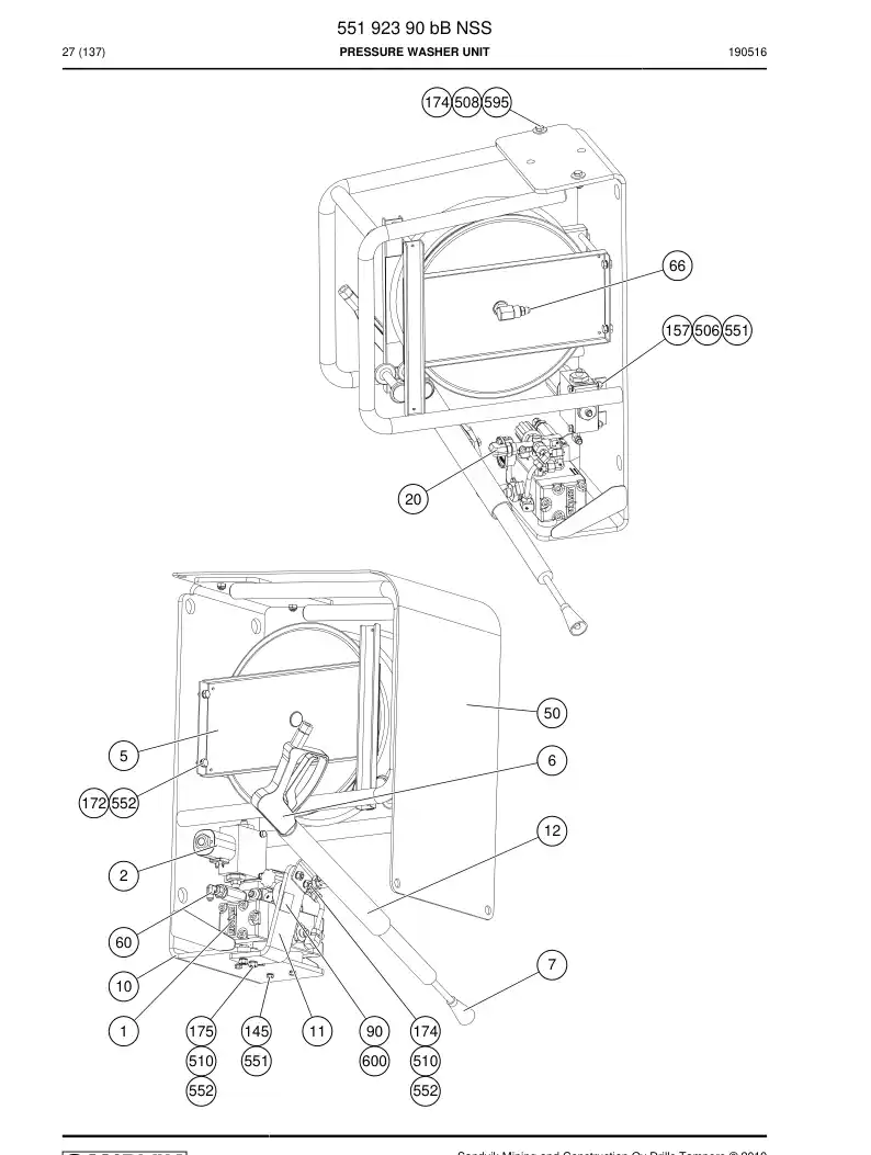 55192390b 551 923 90b UNITE DA LAVADORA DE PRESSO - Sandvik Technical Drawing