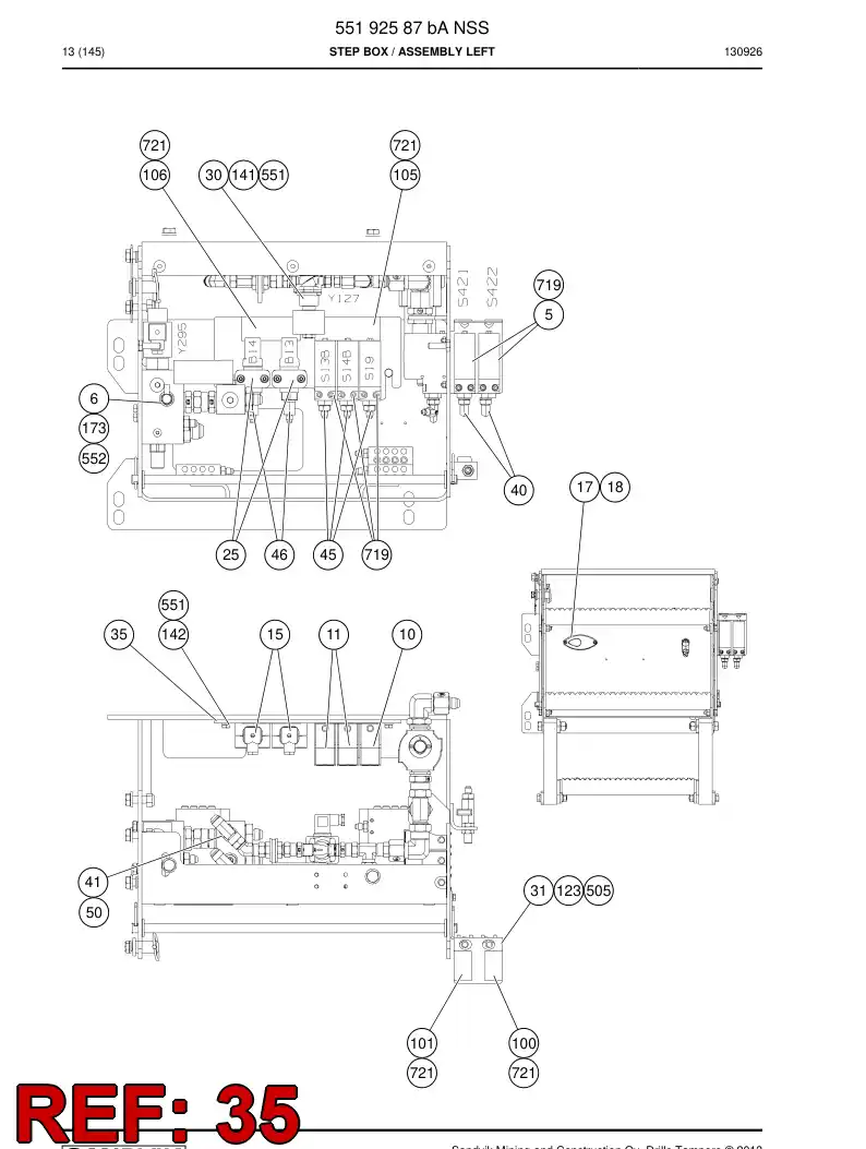 55192585 551 925 85 Plate, Mounting - Sandvik Technical Drawing