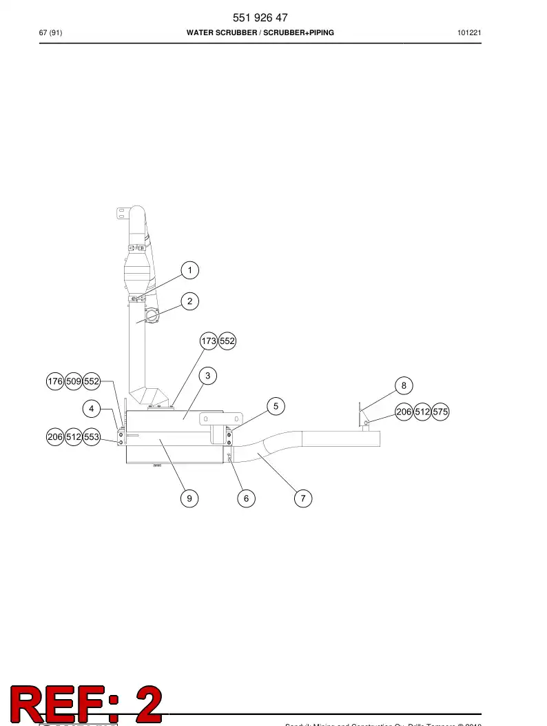 55192601 551 926 01 EXHAUST PIPE - Sandvik Technical Drawing