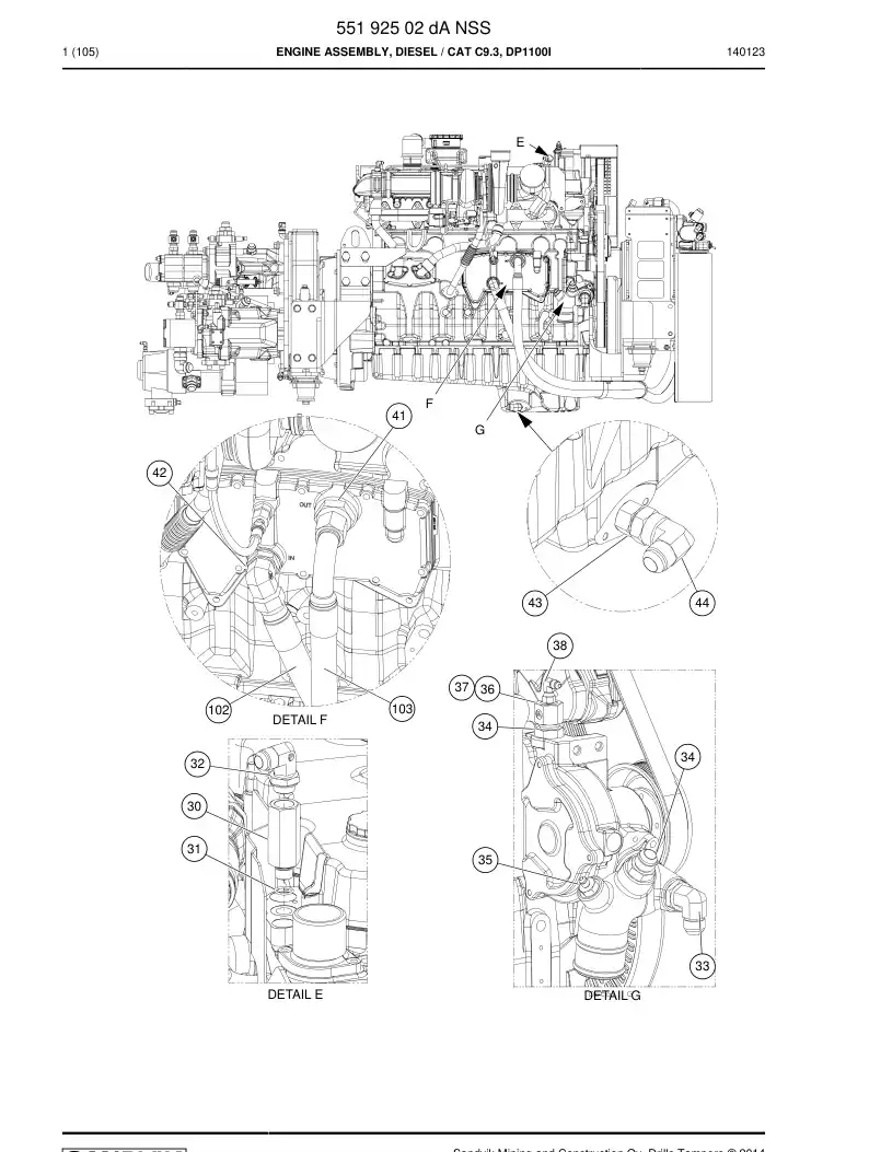 55192835a 551 928 35a Engine starter - Sandvik Technical Drawing