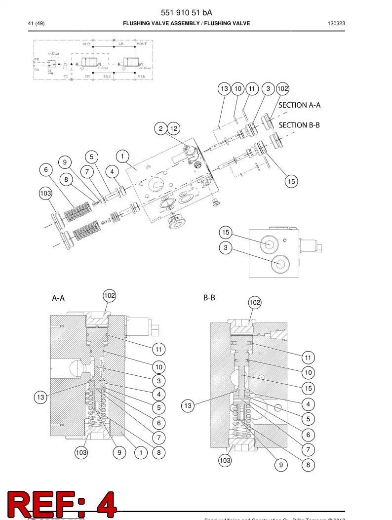 55192848b 551 928 48b Proportional pressure reducing valve - Sandvik Technical Drawing