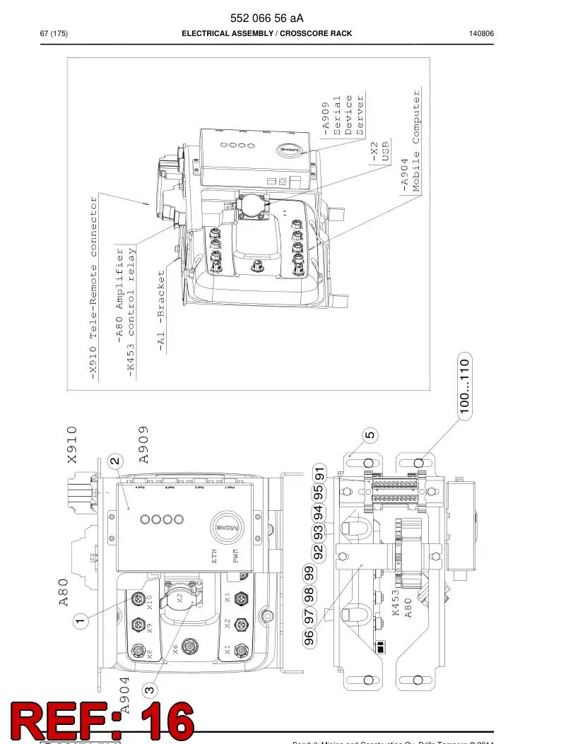55192856 551 928 56 Cable, Pre-Wired Plug - Sandvik Technical Drawing