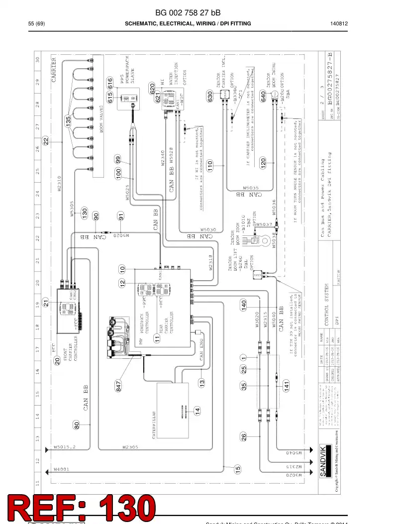 55192911 551 929 11 Cable assembly - Sandvik Technical Drawing