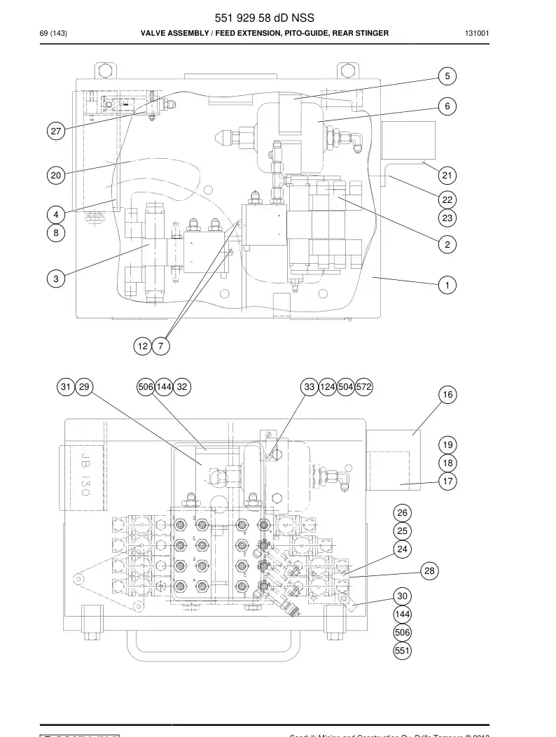 55192958e 551 929 58e Valve Assembly - Sandvik Technical Drawing