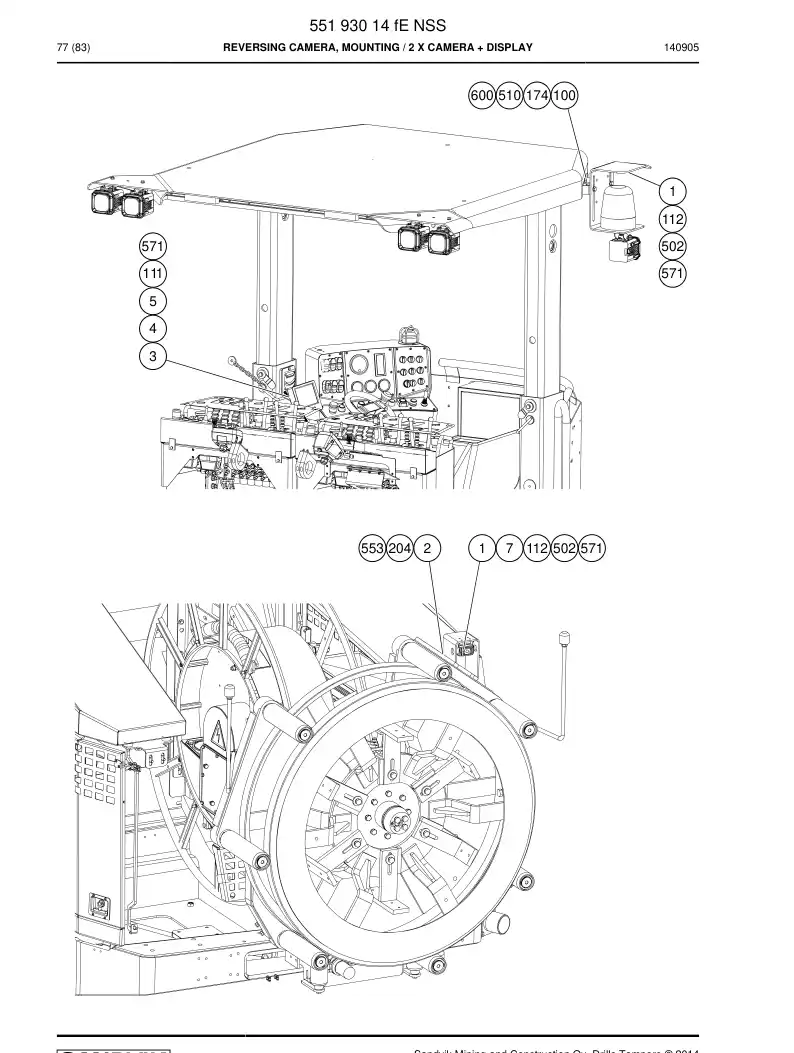 55193014f 551 930 14f Reversing Camera, Mounting - Sandvik Technical Drawing