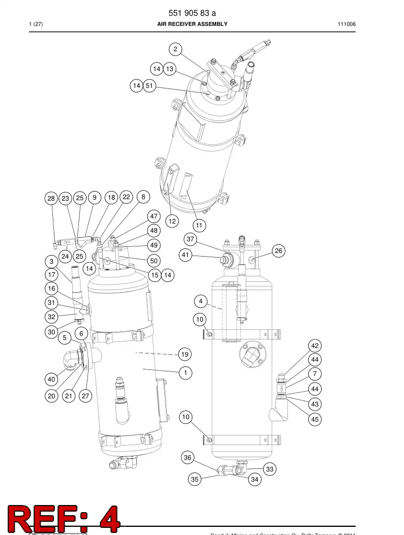 55193142a 551 931 42a Oil separator - Sandvik Technical Drawing