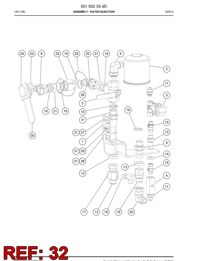 55193252 551 932 52 Valve, Check - Sandvik Technical Drawing
